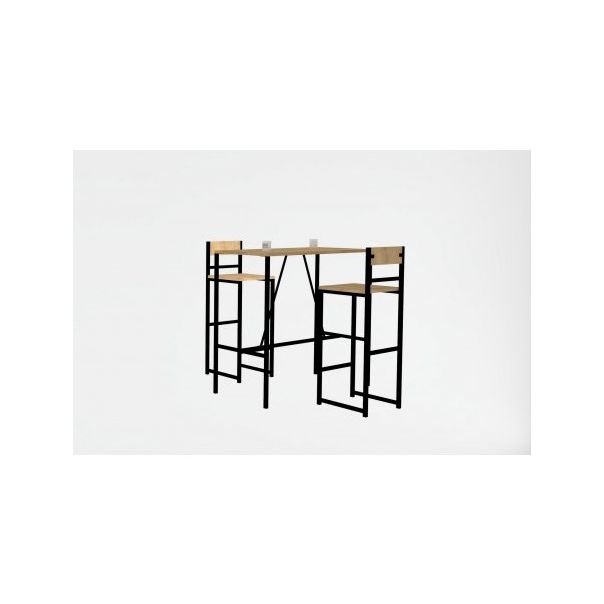 HANAH HOME Set barski sto i stolice Tibet, crna/svetlobraon - 174331