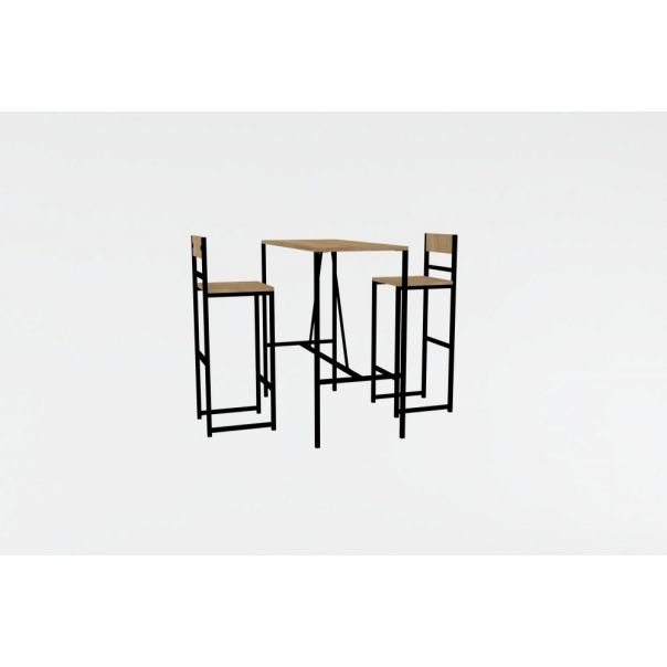 HANAH HOME Set barski sto i stolice Tibet, crna/svetlobraon - 174331