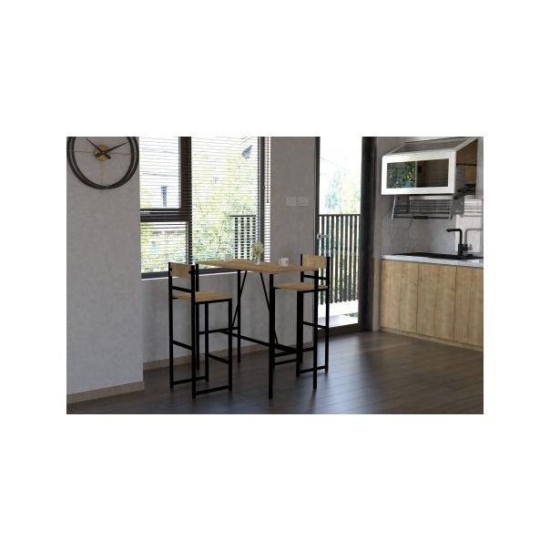 HANAH HOME Set barski sto i stolice Tibet, crna/svetlobraon - 174331