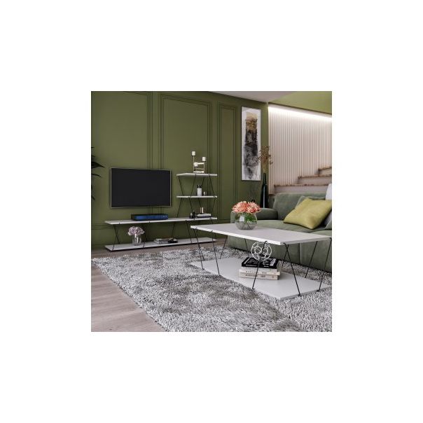 HANAH HOME Set nameštaja za dnevnu sobu Basak, bela - 174337