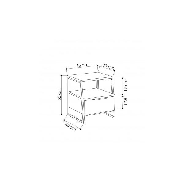 HANAH HOME Noćni ormarić Pal, antracit - 174385