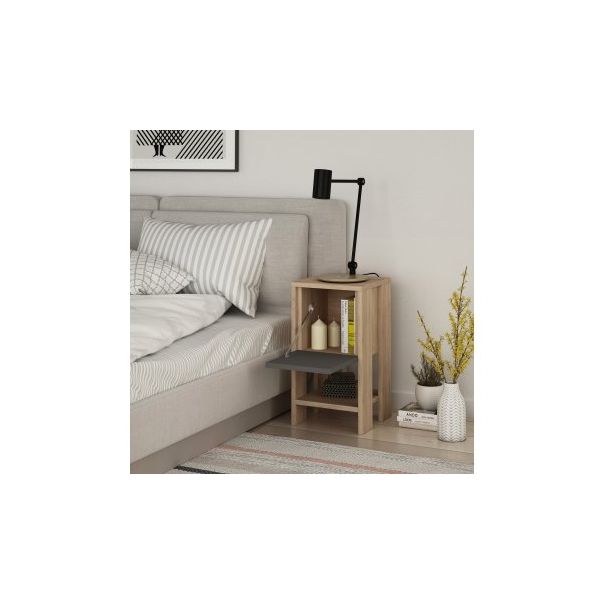 HANAH HOME Noćni ormarić Ema, krem/antracit - 174389