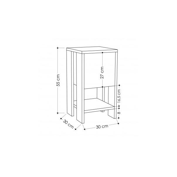 HANAH HOME Noćni ormarić Ema, krem/antracit - 174389