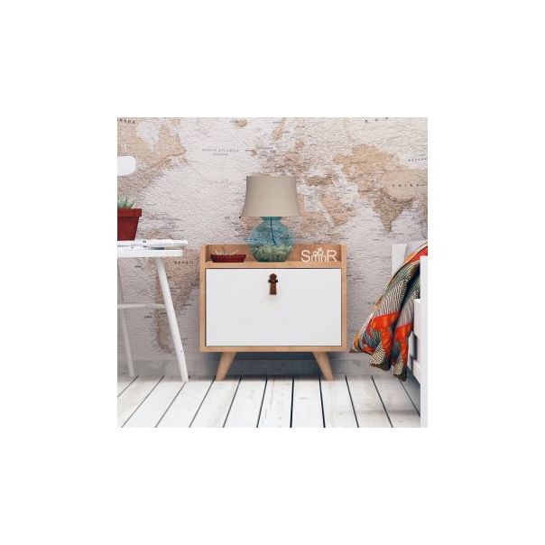 HANAH HOME Noćni ormarić Dopo, bela/braon - 174411