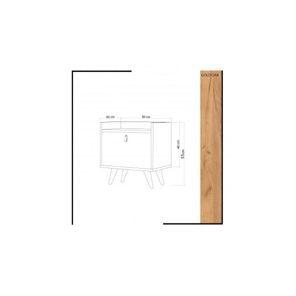 HANAH HOME Noćni ormarić Dopo, bela/braon - 174411