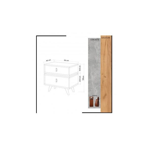 HANAH HOME Noćni ormarić Olenj - 174417