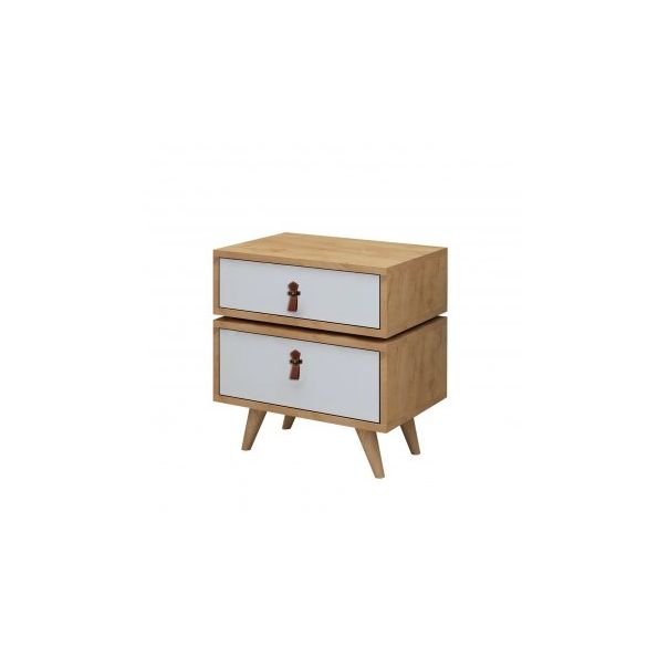 HANAH HOME Noćni ormarić Leija, braon/bela - 174430