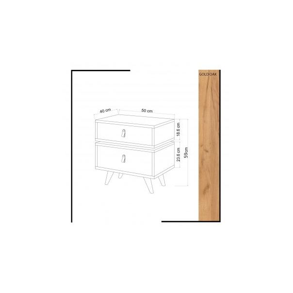 HANAH HOME Noćni ormarić Leija, braon/bela - 174430