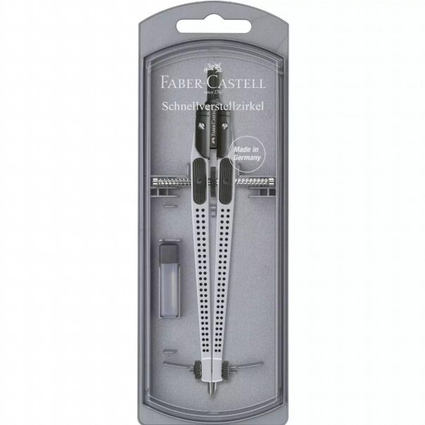 FABER CASTELL Šestar, quick-set Grip, srebrna 174472 - 174472`