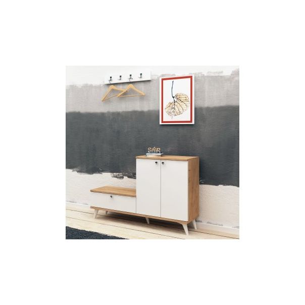 HANAH HOME Cipelarnik sa čivilukom Evva, braon/bela - 174474