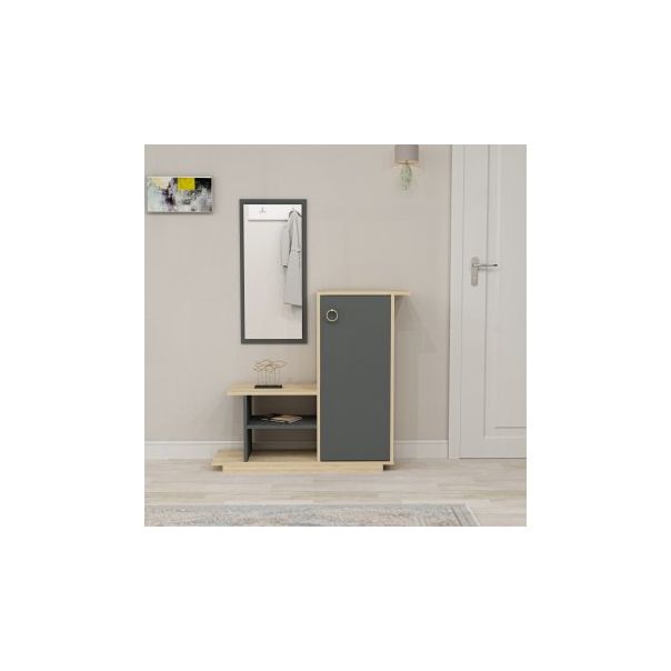 HANAH HOME Cipelarnik sa ogledalom Asia, krem/antracit - 174482