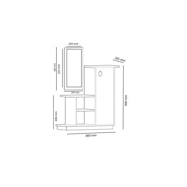 HANAH HOME Cipelarnik sa ogledalom Asia, krem/antracit - 174482