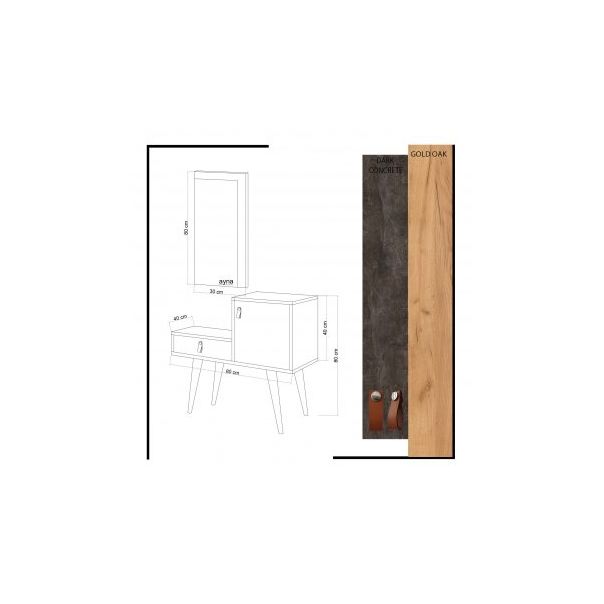 HANAH HOME Cipelarnik sa ogledalom Janna, krem - 174483