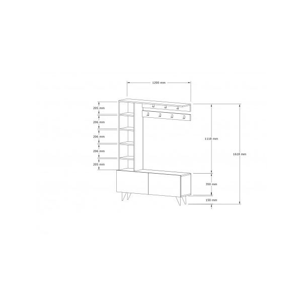 HANAH HOME Ormar za predsoblje sa čivilukom Bahar, bela - 174489