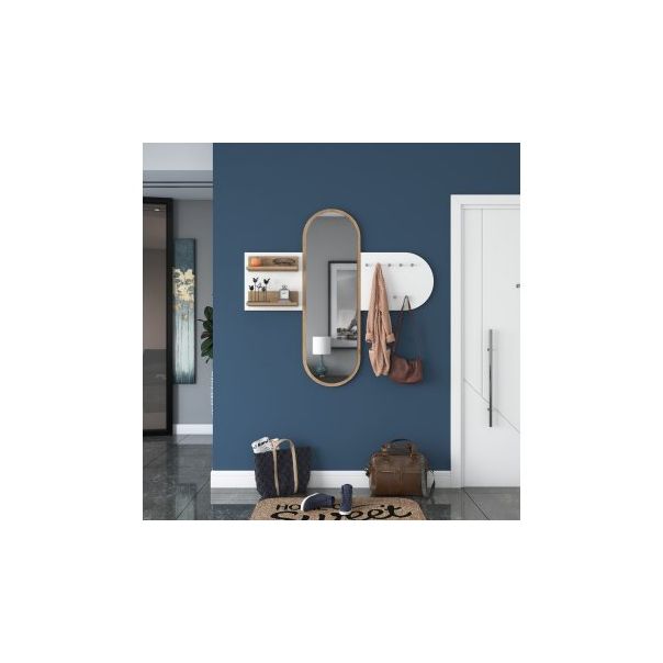 HANAH HOME Čiviluk sa ogledalom P3 - 2445, bela/krem - 174494