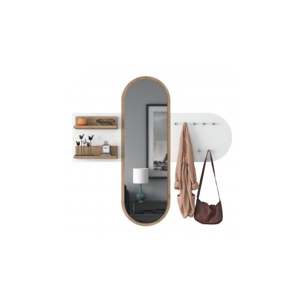 HANAH HOME Čiviluk sa ogledalom P3 - 2445, bela/krem - 174494