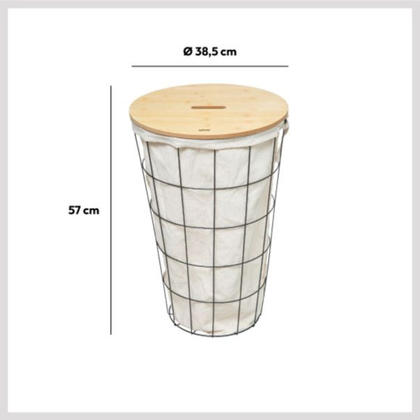 FIVE Korpa za veš Modern 38,5x57cm metal/mdf/pamuk crna - 174691B