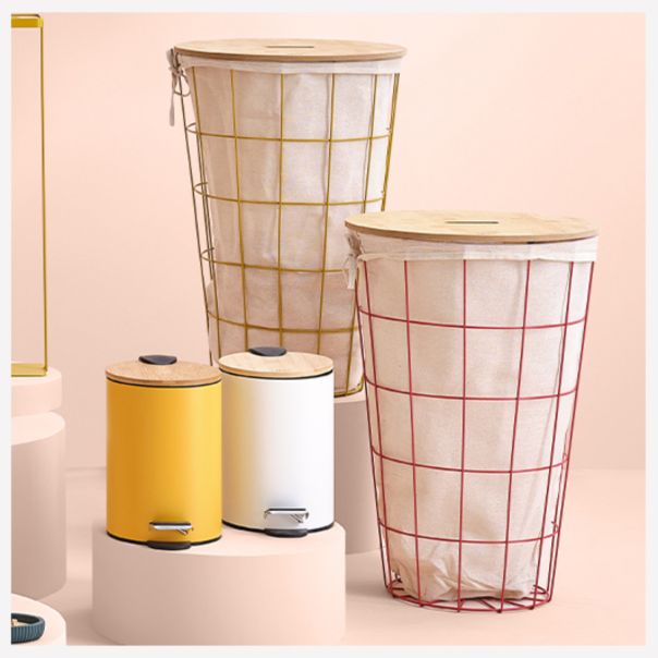 FIVE Korpa za veš Modern 38,5x57cm metal/mdf/pamuk crna - 174691B