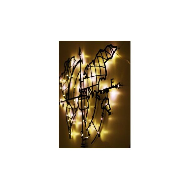 WALLXPERT Zidna dekoracija World Map Compass Led Black - 174755