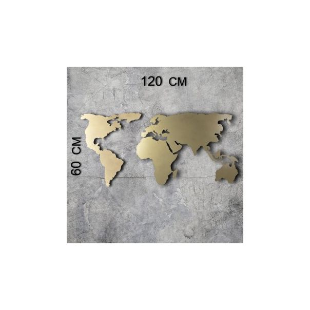 WALLXPERT Zidna dekoracija World map silhouette gold - 174853