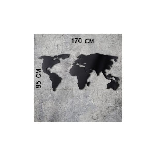 WALLXPERT Zidna dekoracija World map silhouette XL black - 174936