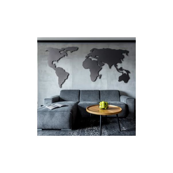 WALLXPERT Zidna dekoracija World map silhouette XL black - 174936