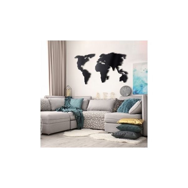 WALLXPERT Zidna dekoracija World map silhouette XL black - 174936