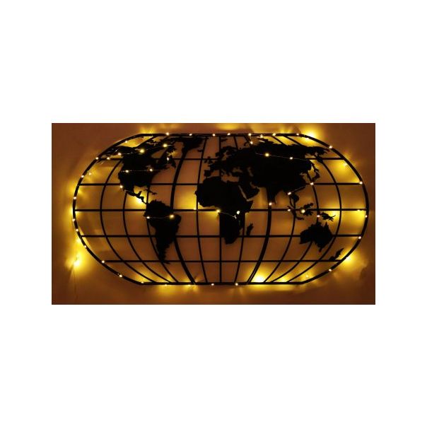 WALLXPERT Zidna dekoracija World Map Globe Led Black - 174982