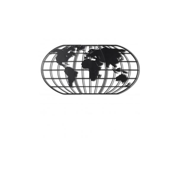 WALLXPERT Zidna dekoracija World Map Globe Led Black - 174982