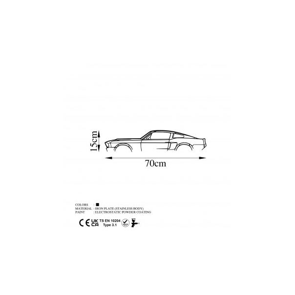 WALLXPERT Zidna dekoracija 1967 Ford Mustang Shelby GT500 Silhouette - 175134