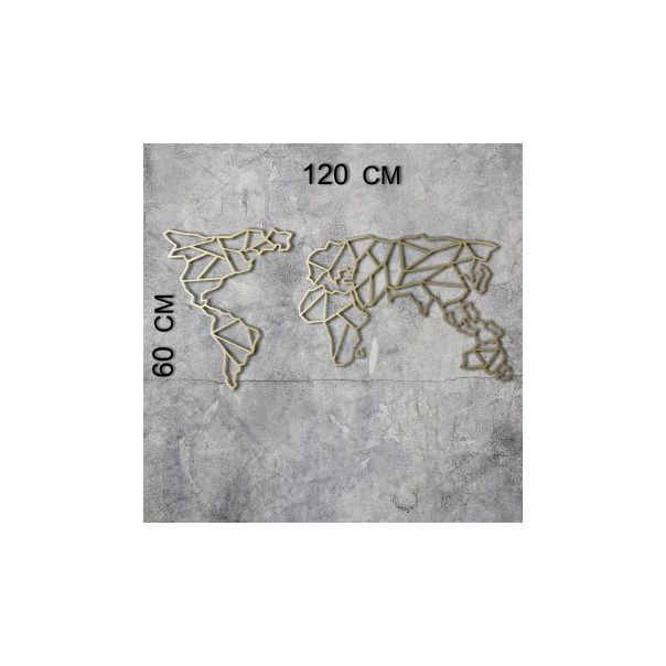 WALLXPERT Zidna dekoracija World Map Gold - 175155