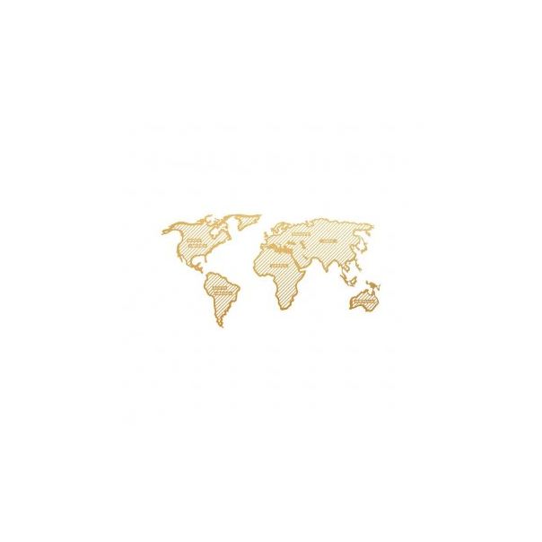 WALLXPERT Zidna dekoracija World Map In The Stripes Gold (120 x 65) - 175206