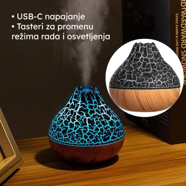 Stona ultrazvučna aroma lampa 300ml, braon/crna - EP3205050
