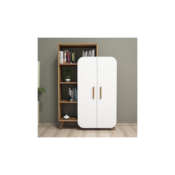 HANAH HOME Polica za knjige Form Walnut White - 176720