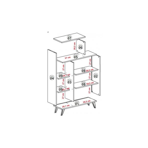 HANAH HOME Polica za knjige Form White - 176722