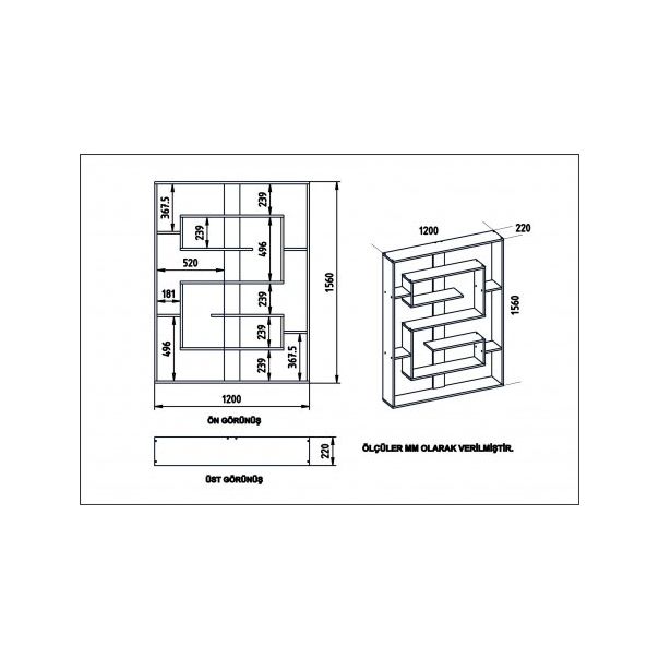 HANAH HOME Polica za knjige Esteban Black - 176729