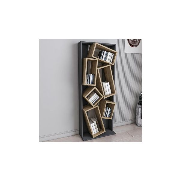 HANAH HOME Polica za knjige Carmen Black Oak - 176734