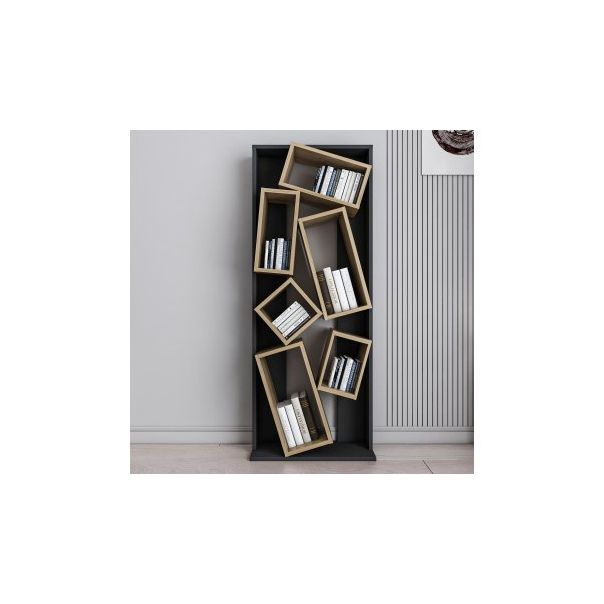HANAH HOME Polica za knjige Carmen Black Oak - 176734
