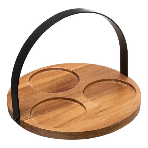 SECRET DE GOURMET Set za posluživanje 3/1 metal/drvo Acacia crna - 176922