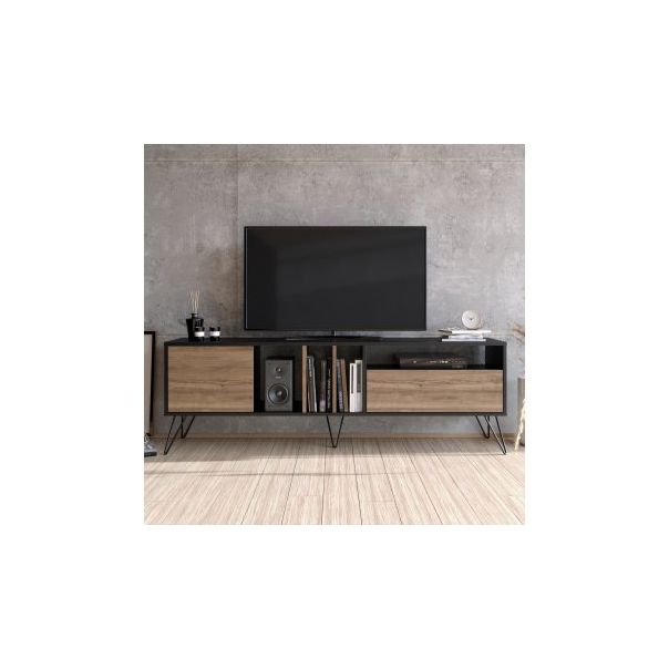 HANAH HOME TV polica Mistico 180 Walnut Black - 177210