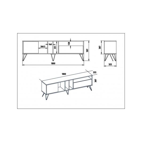 HANAH HOME TV polica Mistico 180 Walnut Black - 177210