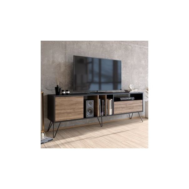 HANAH HOME TV polica Mistico 180 Walnut Black - 177210
