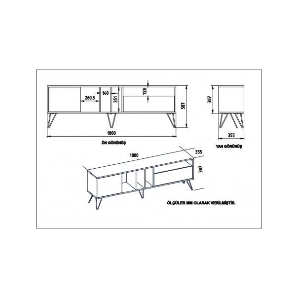 HANAH HOME TV polica Mistico 180 Walnut White - 177214