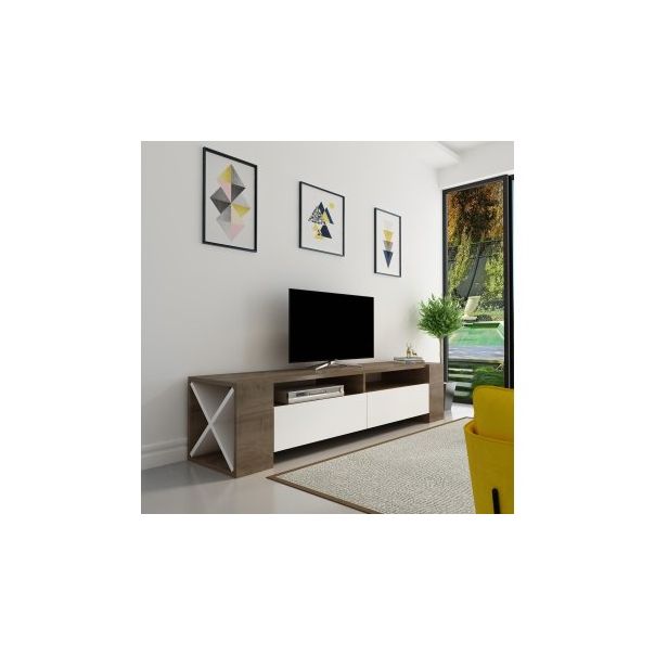 HANAH HOME TV polica Sosruko Walnut White - 177218