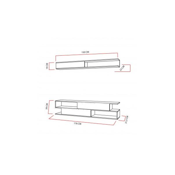 HANAH HOME TV polica Sims Teak White - 177375