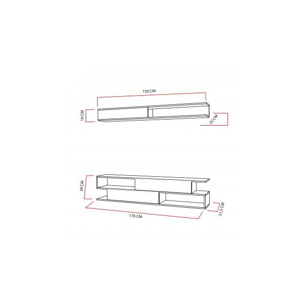 HANAH HOME TV komoda Sims, crna/bela - 177376