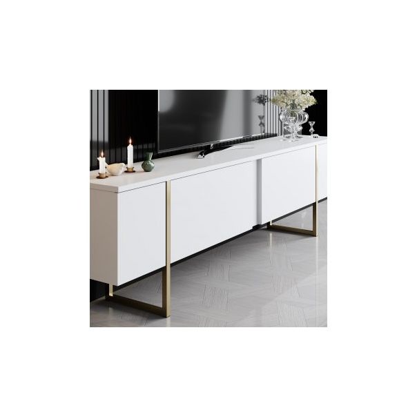 HANAH HOME TV komoda Luxe, bela/zlatna - 177444