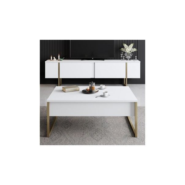 HANAH HOME TV komoda Luxe, bela/zlatna - 177444