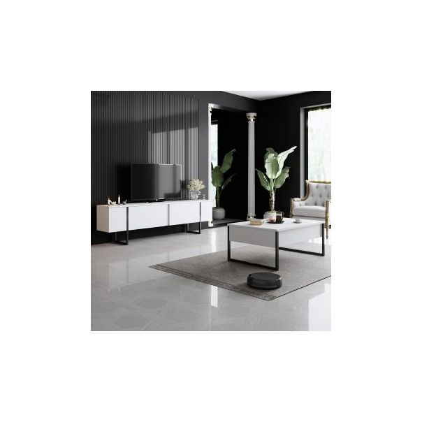 HANAH HOME TV polica Luxe White Black - 177445-1