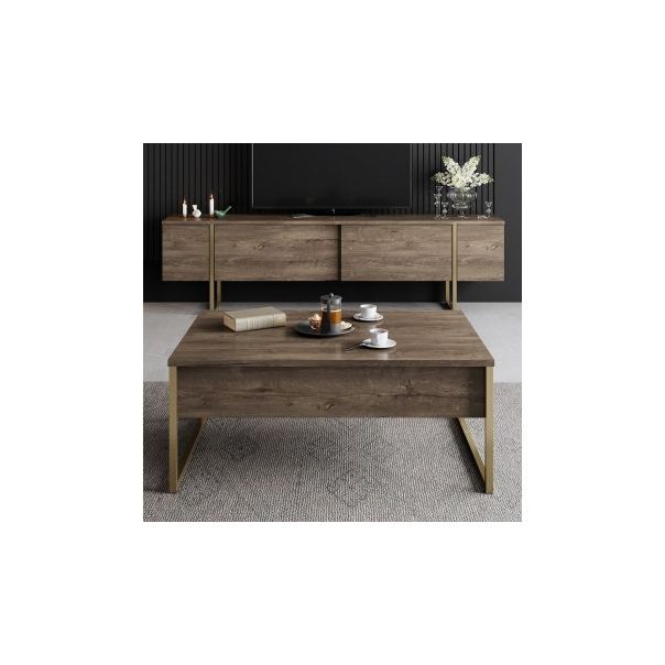 HANAH HOME TV polica Luxe Walnut Gold - 177446-1